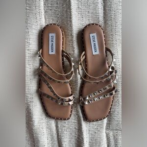 Steve Madden Brown and Silver Studded Sandals